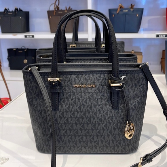 MICHAEL KORS 
Jet Set Travel Extra-Small Logo Top-Zip Tote Bag
Black 
NWT - Picture 5 of 16